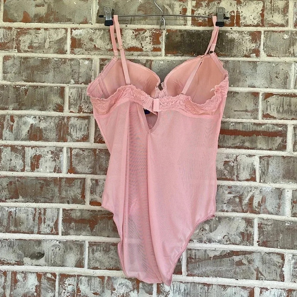 Rachel Roy Pink Molded Cup Underwire Lace Teddy - Picture 7 of 11